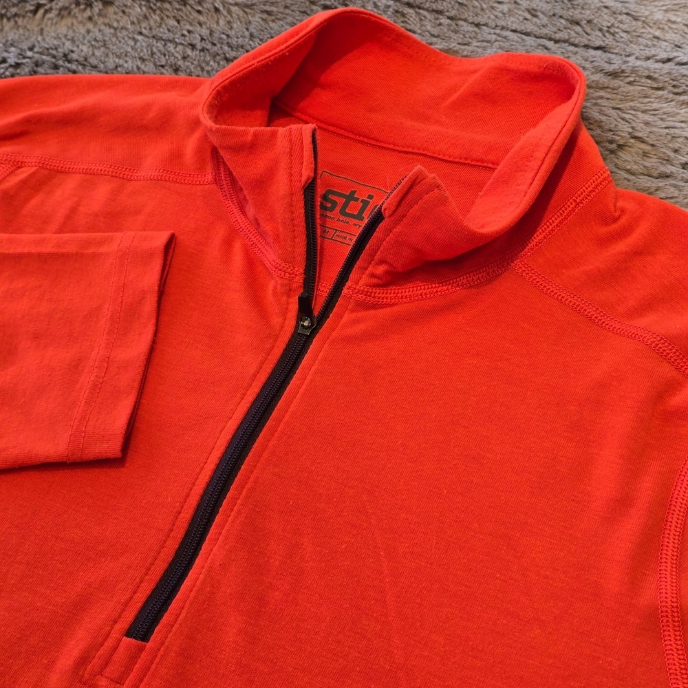 Stio Mens Basis Quarter Zip Pullover Red Orange‎ Long Sleeve Thumbhole Shirt M